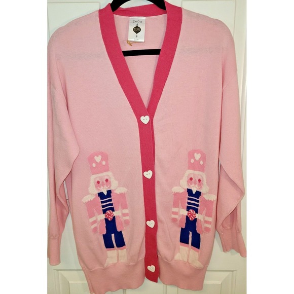 Merry Moments Sweaters - Merry Moments Sz S Pink Nutcracker Christmas Holiday Sweater Cardigan